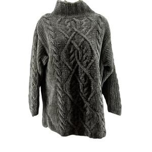 Vintage Express Tricot Sweater Gray  Chunky Cable Knit Chenille Women’s Small